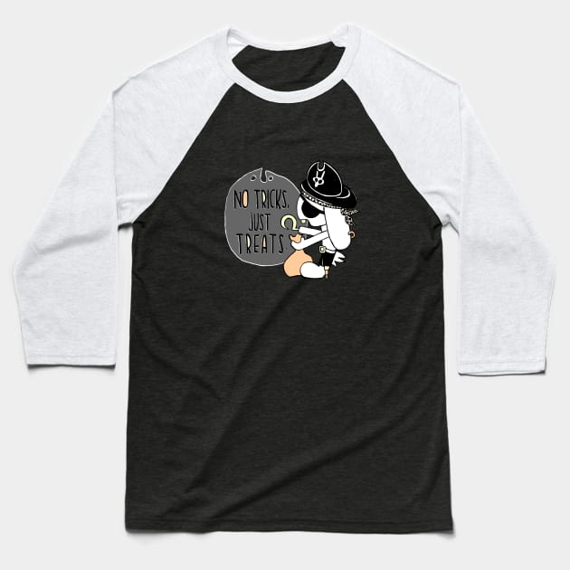 Halloween Lop Bunny Pirate Baseball T-Shirt by badlydrawnbabe